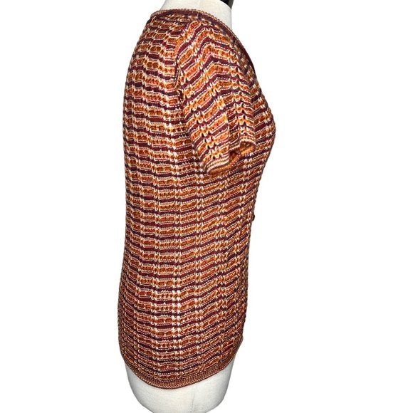 Sabra knit sweater pull over stretch nautical brown short sleeve round neck - Picture 6 of 11